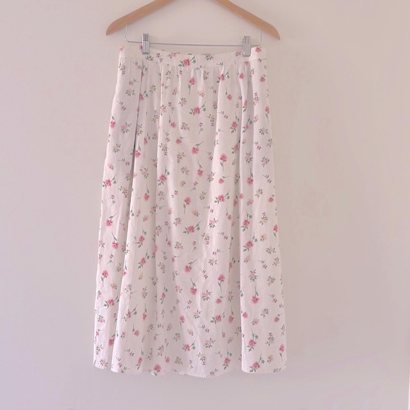 Joie Midi Skirt Linen boho Floral White Skirt size M - Picture 3 of 6